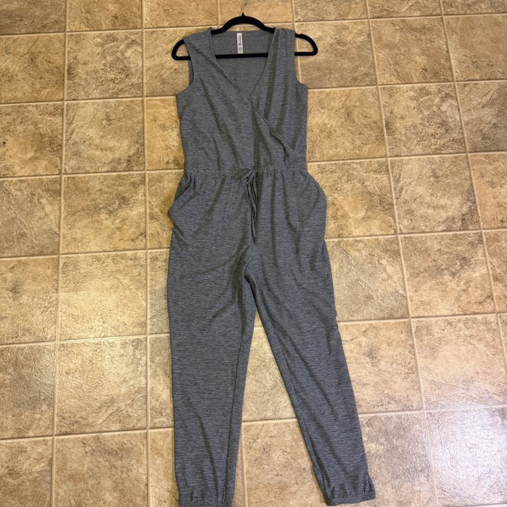 Kyodan Outdoor Womens Sleeveless Heather Grey Wrap Neck Jogger Jumpsuit Size P/S - Picture 9 of 13